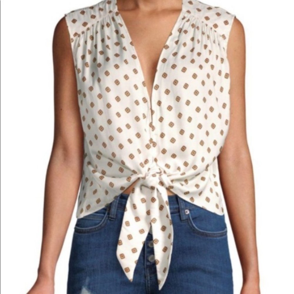 Free People Mornings in Marrakesh Plunge V Neck Silky Satin Tie Tank Top Medium